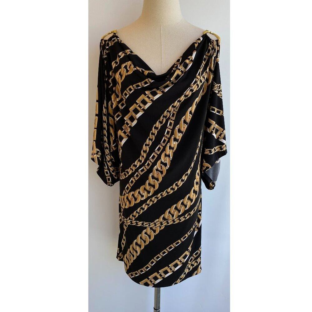 Cache Chain Cold Shoulder Mini Dress sz XS